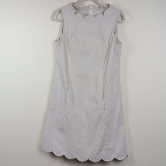 Sara Campbell Scalloped Sleeveless Dress In Sand Size 8 - Picture 9 of 9